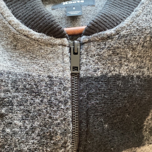 Roots wool black/grey size 5 bomber style plaid jacket/coat women’s. - Picture 7 of 16